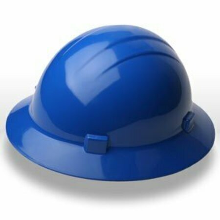 ERB Americana Full Brim Safety Helmets HAT STYLE, 4-PT NYLON SUSPENSION w/SLIDE-LOCK ADJUSTMENT, Blue 19206